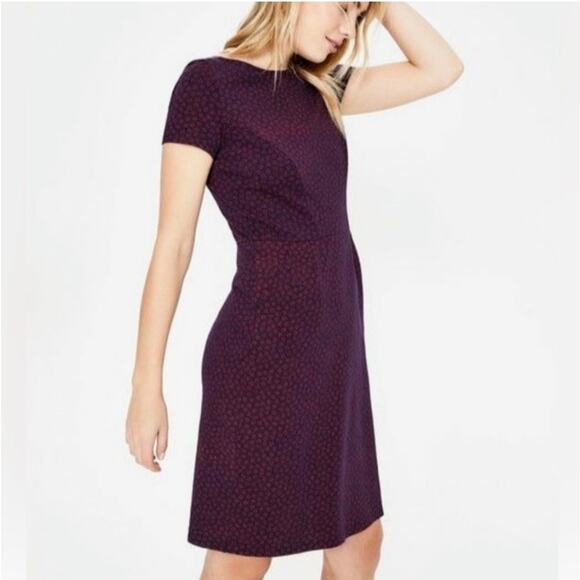 NWT BODEN Phoebe Floral Jersey Dress US 10R Short Sleeves Side Pockets Navy Wine - Picture 5 of 8